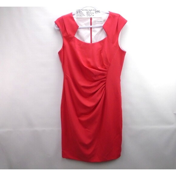 Calvin Klein Dresses & Skirts - Calvin Klein Sheath Dress Womens Size 12 Side Ruched Horseshoe Neck Sleeveless